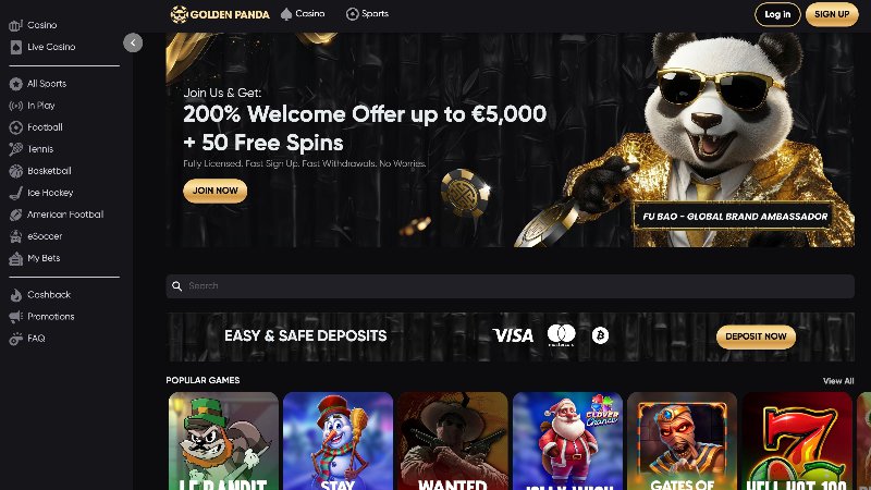 Golden Panda Casino App View