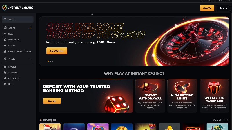 Instant Casino App View